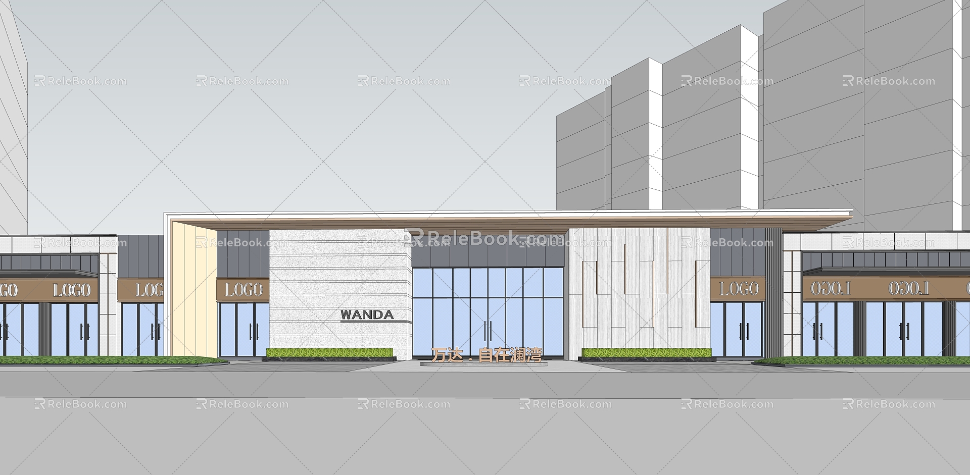 Modern style community lobby community gate post model