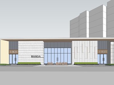 Modern style community lobby community gate post model