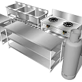 Stainless Steel Commercial Kitchen Appliances With Sinks Gas Stoves Worktables And Cylinder