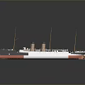 Vintage Model Ship With Classic Design Orange Funnels Yellow Masts And White Red Hull
