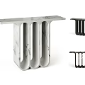 Modern Console Table With Marble Top And Column Design In White And Black 3d model