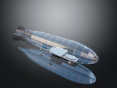 Space Aeronautics Transparent Airship Design With Internal Structure Details 3d model