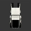 Futuristic Three Wheel Vehicle With White Body Red Accents And Black Windshield