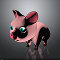 Cute Pink Pig Stuffed Toy With Blue Eyes Pink Ears And Red Hooves
