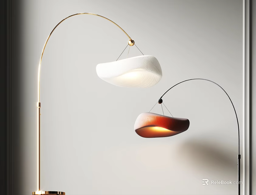 Modern Arc Floor Lamps With Stylish Design And Unique Shades 3d model 