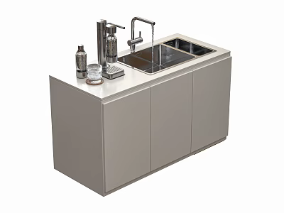 Modern Bathroom Vanity With Sleek Countertop Washbasin Faucet And Storage Cabinets 3d model