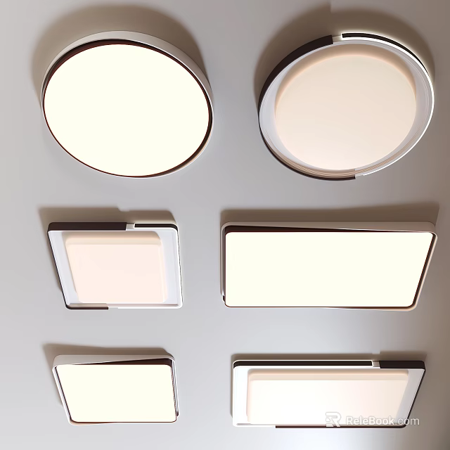 Modern LED Ceiling Lights with Round and Square Shapes for Home Interior Decoration 3d model 