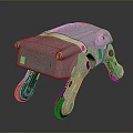 Quadruped Robot Device With Modern Design Yellow Lights Blue Logos And Wheeled Legs