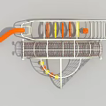 Playground Climbing Equipment With White Metal Frame Orange Yellow Rings Netting And Arched Design