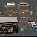Mobile Functional Carts For Vending With Shelves Goods And Plant Decorations