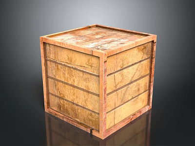 Rustic Wooden Storage Box Furniture With Natural Texture And Solid Cube Shape 3d model