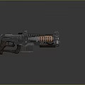 Futuristic Sci-Fi Weapon Design With Metallic Structure Brown Grip Blue Scope And Tactical Barrel