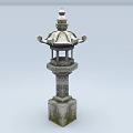 Traditional Outdoor Stone Lantern Garden Ornament With Decorative Details And Pedestal Base