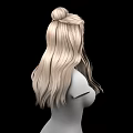 Game and Film Character 3D Model with Blonde Long Hair Hairstyle Design