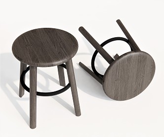 Modern Stool Low Stool Shoe Stool Wooden Stool Round Stool 3d model