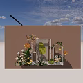 Floral Decoration with Welcome Sign White Frame Green Plants and Colorful Flowers