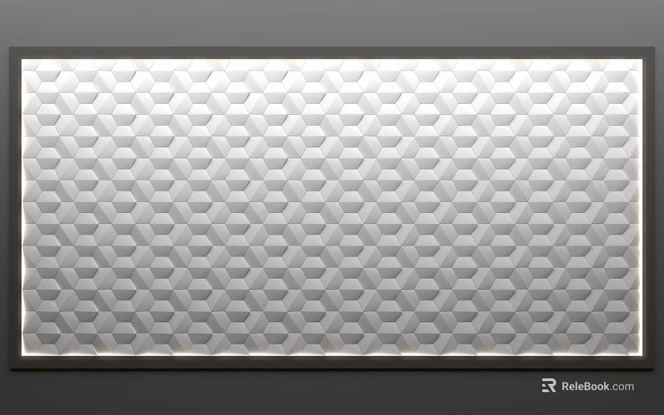 Modern Silver White Background Wall Interior Design With Hexagonal Pattern And Textured Surface 3d model