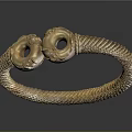 Carved Golden Bracelet With Snake Shaped Design And Braided Texture Ring Decorations