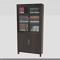 Dark Wood Bookcase Furniture With Glass Doors And Storage Shelves For Books