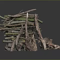 Natural Stacked Wood And Stone Materials For Construction And Decorative Use