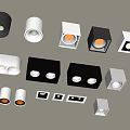 Various Modern Downlights And Spotlights In Black White Designs For Ceiling Installation 3d model