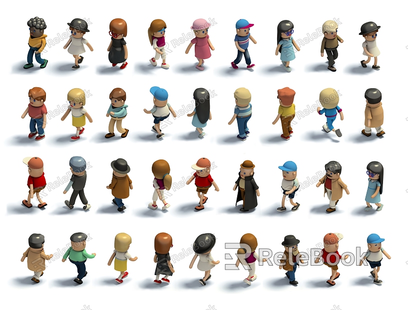 2D illustration cartoon character material model