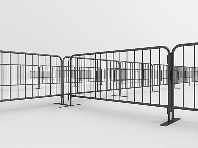Black Metal Temporary Fence For Safety Barrier And Crowd Control Use 3d model