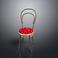 Modern Single Chair With Metal Frame And Red Cushion Featuring Yellow Patterns 3d model