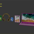 Modern Laptop Display with Smartphone Headphones Smartwatch Tablet and Devices