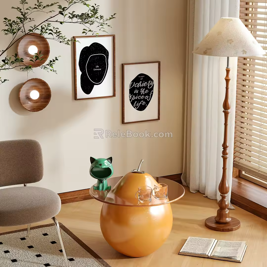 Cream wind coffee table side table 3d model