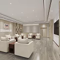 Conference Room Interior Design With White Sofas Coffee Tables And TV Screen 3d model