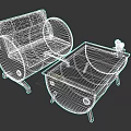 Vintage Industrial Sofa Set With Upcycled Barrel Design Leather Cushion And Coffee Table