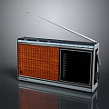Retro Radio Speaker with Wooden Grille Silver Antenna Black Display and Control Buttons Design