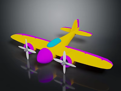Colorful Passenger Plane With Propellers And Reflections 3d model
