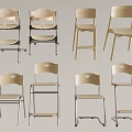 Various Kids Chair Styles Featuring Folding Fixed Designs Metal Frames Light Seats 3d model