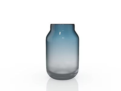 Gradient Blue Glass Vase With Translucent Design And Smooth Surface 3d model