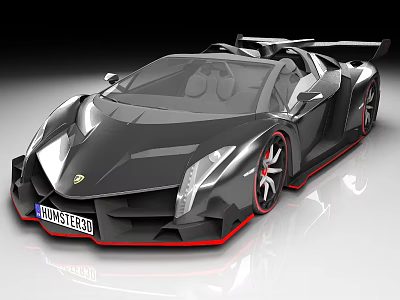 Black Sports Car With Sleek Exterior Red Accents Rear Spoiler And Sporty Design 3d model