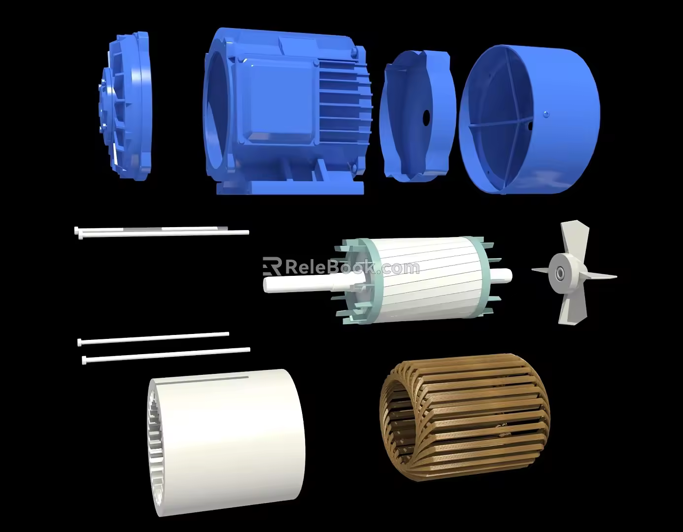 Three-phase asynchronous motor generator deceleration motor industrial equipment power system air pump hydraulic pump engine parts 3d model