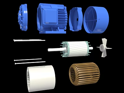 Three-phase asynchronous motor generator deceleration motor industrial equipment power system air pump hydraulic pump engine parts 3d model