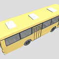 Yellow Bus Exterior Design With Large Windows And Black Wheels 3d model