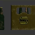 Yellow Beer Crate With Green Bottles And Single Bottle Beside It