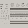 Various Decorative Gypsum Moldings With Ornate Carved Patterns And Classic Designs