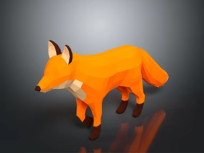 Low Poly Orange Fox Game And Movie Character With White Chest And Brown Ears 3d model
