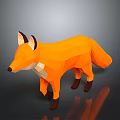 Low Poly Orange Fox Game And Movie Character With White Chest And Brown Ears