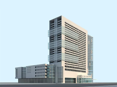 Modern Office Building Exterior With Glass Facade And Multi Storey Structure 3d model