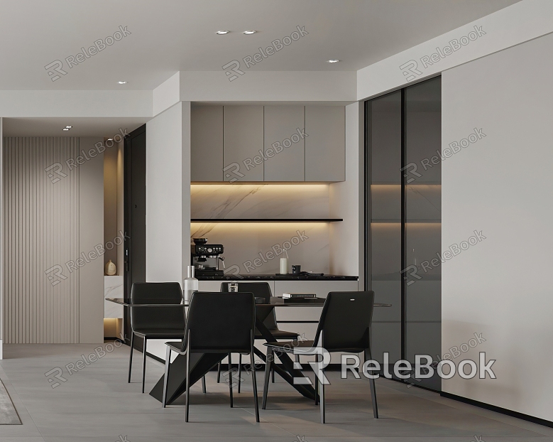 Modern Restaurant Dining Table Entrance View Wall Decorative Wall Entrance Cabinet Wine Cabinet Black and White Grey Simple Guest Restaurant model