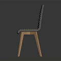 Modern Light Grey Fabric Dining Chair With Vertical Striped Back And Wooden Legs