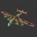 Military Camouflage Aircraft With Multi Engines And Red Blue Round Wing Markings