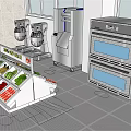 Professional Restaurant Kitchen With Chef Waiter Stainless Steel Cabinets And Food Dishes