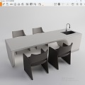 Modern Bar Table and Chair Combination 3d model